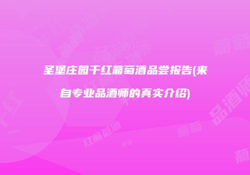 圣堡庄园干红葡萄酒品尝报告(来自专业品酒师的真实介绍)