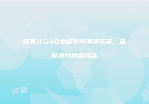 探寻北京40家精酿啤酒俱乐部，品味独特酿造风味