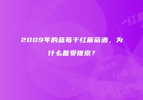 2009年的蓝莓干红葡萄酒，为什么备受推崇？