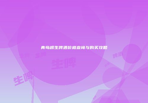 青岛崂生啤酒价格查询与购买攻略