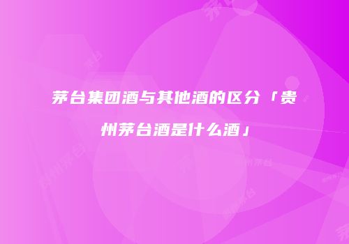 茅台集团酒与其他酒的区分「贵州茅台酒是什么酒」