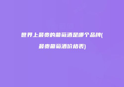 世界上最贵的葡萄酒是哪个品牌(最贵葡萄酒价格表)