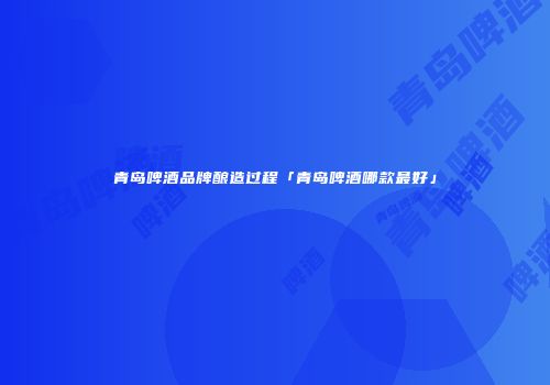 青岛啤酒品牌酿造过程「青岛啤酒哪款最好」