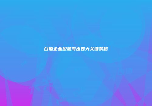 白酒企业脱颖而出四大关键策略