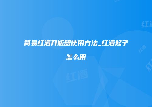 简易红酒开瓶器使用方法_红酒起子怎么用