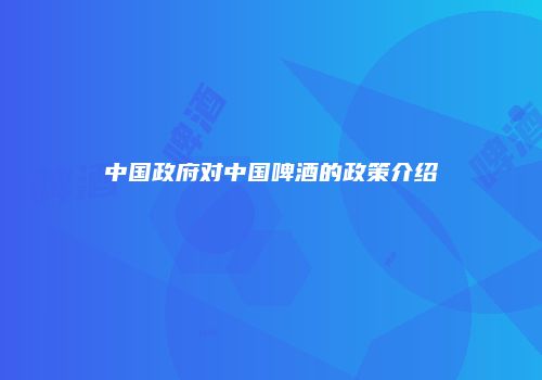 中国政府对中国啤酒的政策介绍