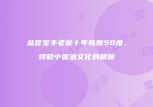 品尝宝丰老窖十年陈酿50度，领略中国酒文化的精髓