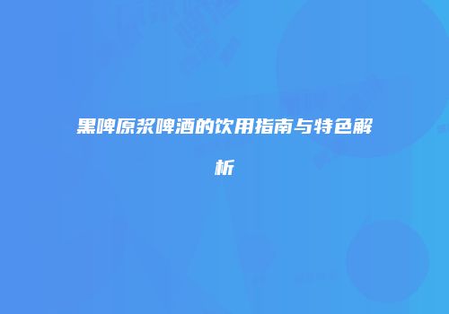黑啤原浆啤酒的饮用指南与特色解析