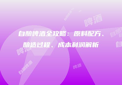 自酿啤酒全攻略：原料配方、酿造过程、成本利润解析