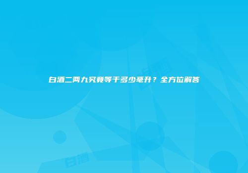 白酒二两九究竟等于多少毫升？全方位解答