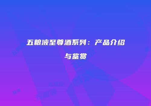 五粮液至尊酒系列：产品介绍与鉴赏