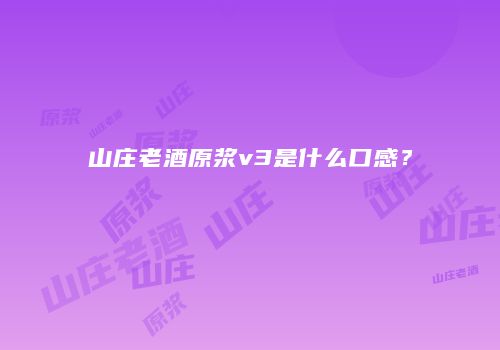 山庄老酒原浆v3是什么口感？