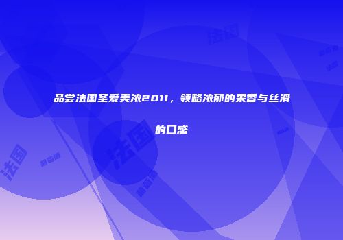 品尝法国圣爱美浓2011，领略浓郁的果香与丝滑的口感