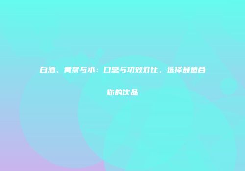 白酒、黄浆与水：口感与功效对比，选择最适合你的饮品
