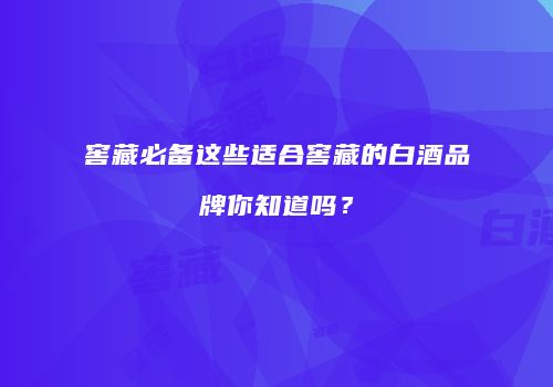 窖藏必备这些适合窖藏的白酒品牌你知道吗？