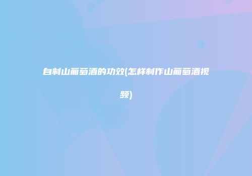 自制山葡萄酒的功效(怎样制作山葡萄酒视频)