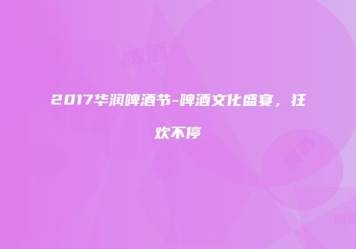 2017华润啤酒节-啤酒文化盛宴，狂欢不停