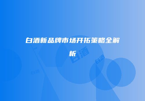 白酒新品牌市场开拓策略全解析