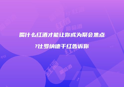 喝什么红酒才能让你成为聚会焦点?仕罗纳德干红告诉你