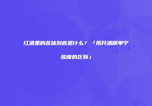 红酒里的苦味到底是什么？「揭开酒精单宁酸度的区别」