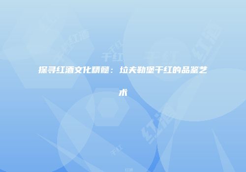 探寻红酒文化精髓：垃夫勒堡干红的品鉴艺术