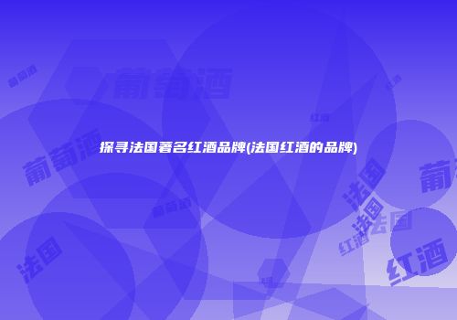 探寻法国著名红酒品牌(法国红酒的品牌)