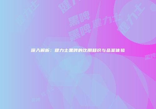 深入解析：健力士黑啤的饮用知识与品鉴体验