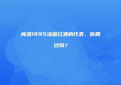 梅洛1995法国红酒的代表，你喝过吗？