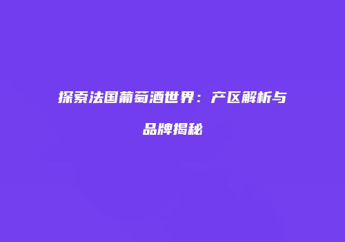 探索法国葡萄酒世界：产区解析与品牌揭秘