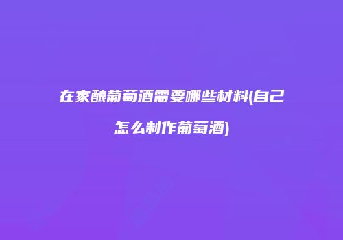 在家酿葡萄酒需要哪些材料(自己怎么制作葡萄酒)