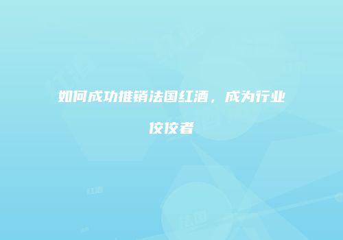 如何成功推销法国红酒，成为行业佼佼者
