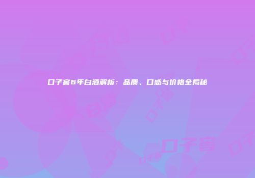 口子窖6年白酒解析：品质、口感与价格全揭秘
