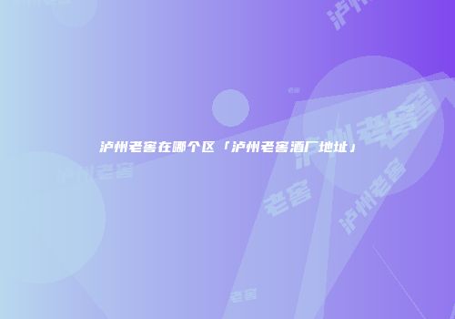泸州老窖在哪个区「泸州老窖酒厂地址」