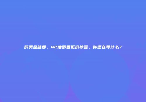醉美金皖郎，42度醇香低价惊喜，你还在等什么？
