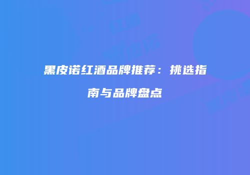 黑皮诺红酒品牌推荐：挑选指南与品牌盘点