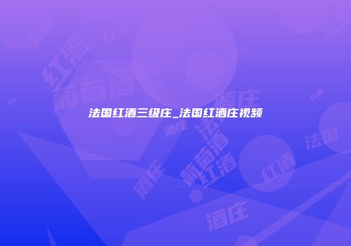 法国红酒三级庄_法国红酒庄视频