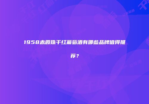 1958赤霞珠干红葡萄酒有哪些品牌值得推荐？