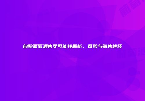 自酿葡萄酒售卖可能性解析：风险与销售途径