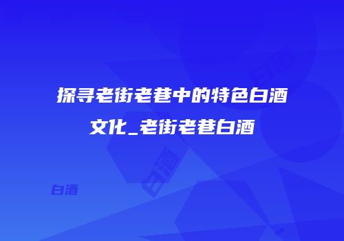探寻老街老巷中的特色白酒文化_老街老巷白酒