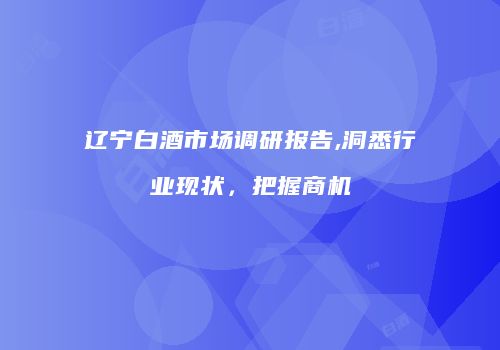辽宁白酒市场调研报告,洞悉行业现状，把握商机