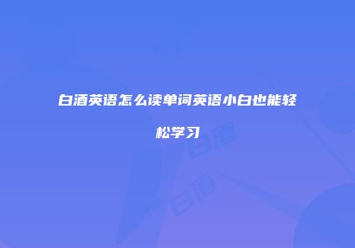 白酒英语怎么读单词英语小白也能轻松学习