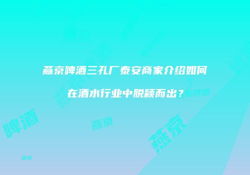 燕京啤酒三孔厂泰安商家介绍如何在酒水行业中脱颖而出？
