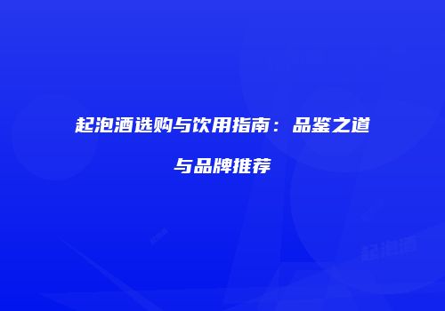 起泡酒选购与饮用指南：品鉴之道与品牌推荐