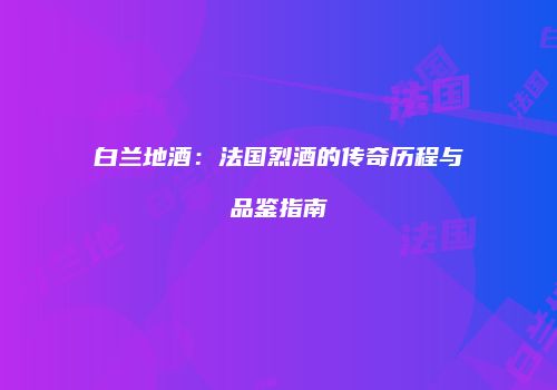 白兰地酒：法国烈酒的传奇历程与品鉴指南