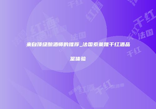 来自顶级酿酒师的推荐_法国索莱雅干红酒品鉴体验
