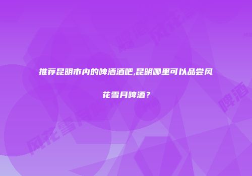 推荐昆明市内的啤酒酒吧,昆明哪里可以品尝风花雪月啤酒？
