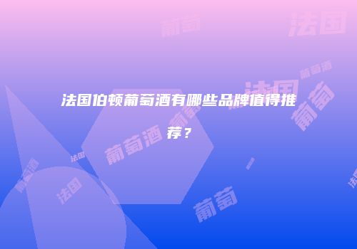 法国伯顿葡萄酒有哪些品牌值得推荐？