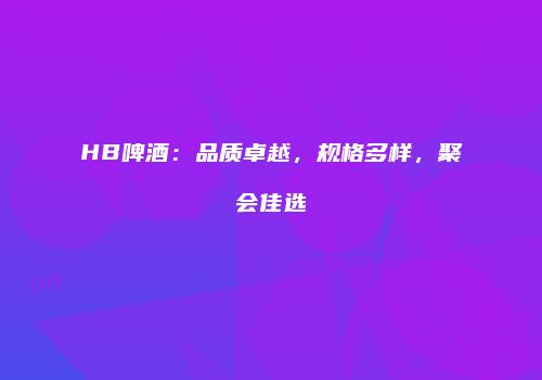 HB啤酒：品质卓越，规格多样，聚会佳选