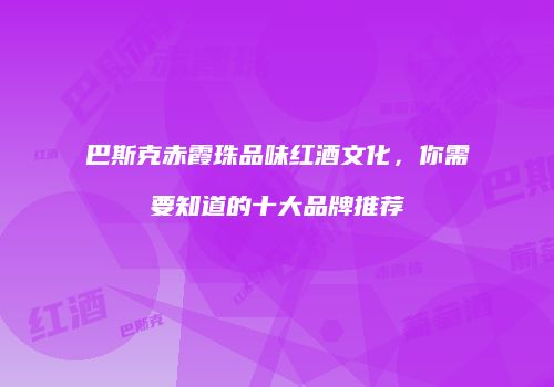 巴斯克赤霞珠品味红酒文化，你需要知道的十大品牌推荐