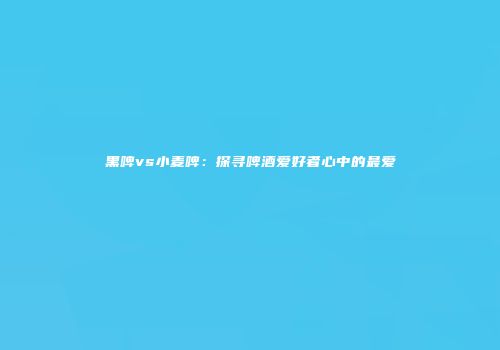 黑啤vs小麦啤：探寻啤酒爱好者心中的最爱